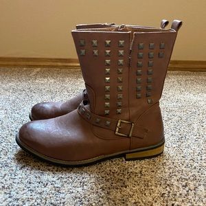 Brown studded short boots